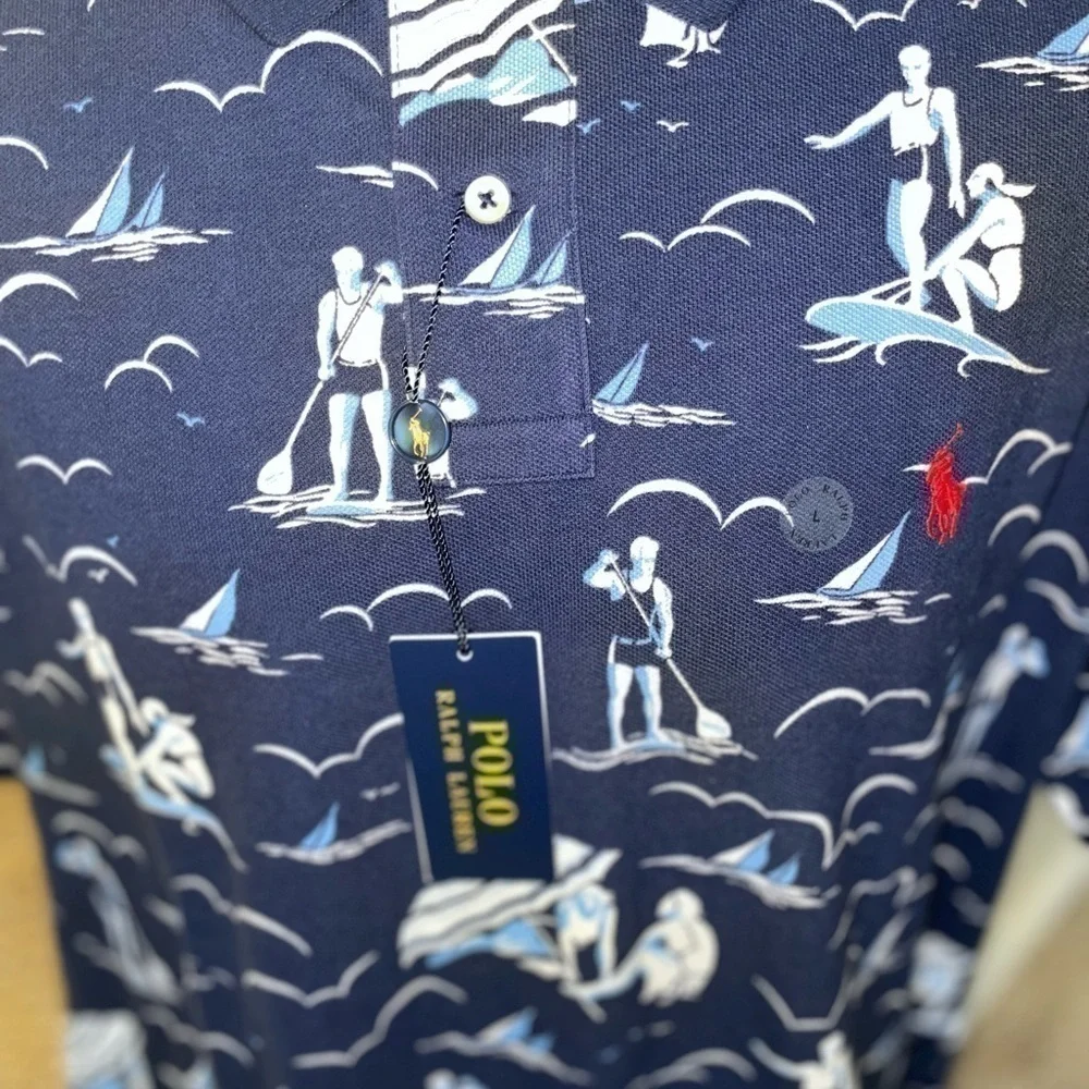 New Mens Polo by Ralph Lauren Big Beach Surf Shirt NWT Sailboat Paddle Board L